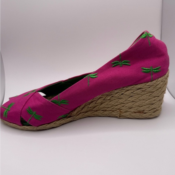 Lauren Ralph Lauren Pink Espadrille Flats with Green Embroidery size 9 - Picture 3 of 8
